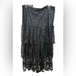 Black Lace Women's Skirt Multilayered with 3-Tier Ruffle
